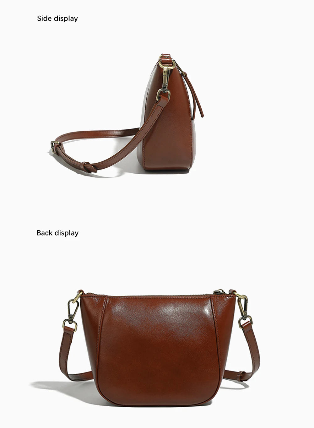 Genuine Leather Small Beige Handbag Crossbody For Ladies Retro Purse