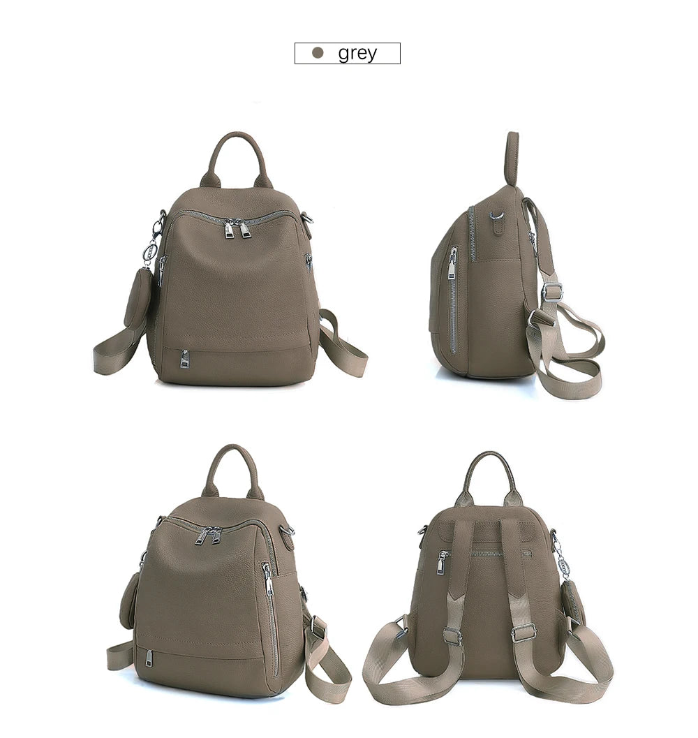 Women's Genuine Leather Backpack High-Quality Bag Travel Female