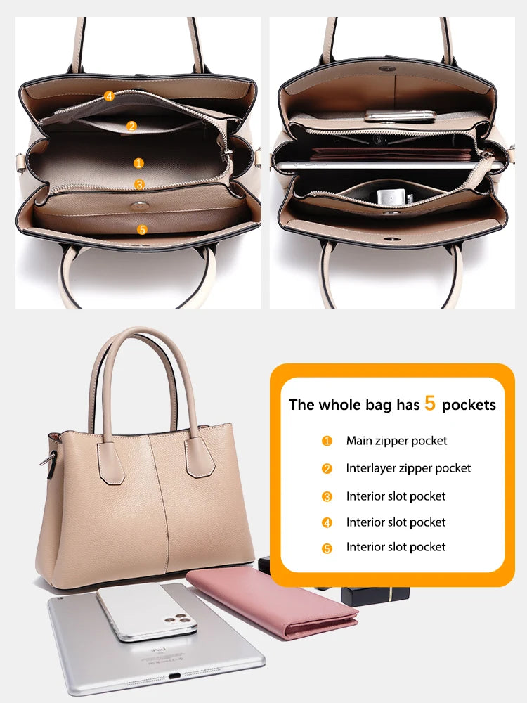 Women's Genuine Leather Top-Handle Bag Noble White Luxury Crossbody