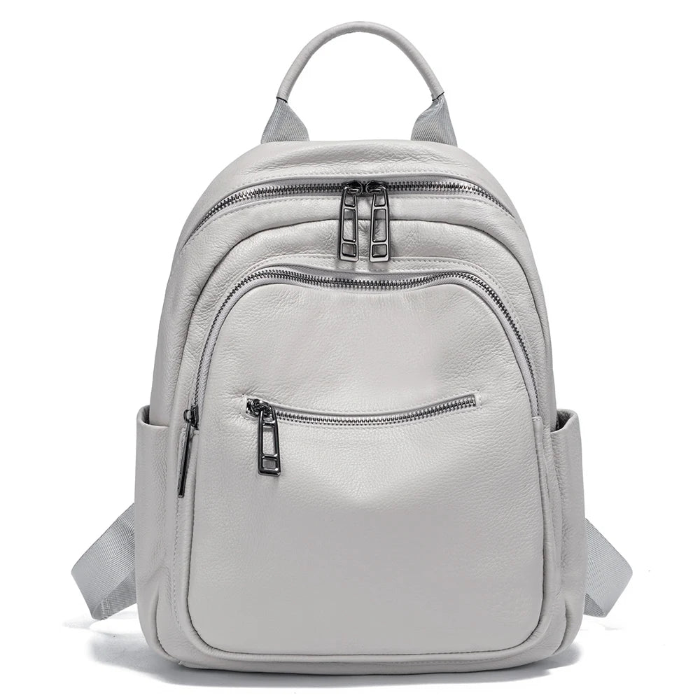 Genuine Leather Backpack For Women Large Capacity Travel Rucksack Knapsack
