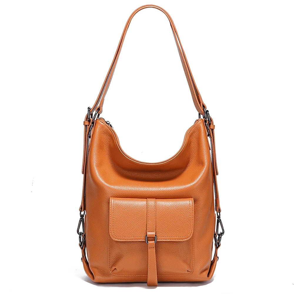 Stylish Women Shoulder Bag 100% Genuine Leather Large Capacity Handbag Multifunction