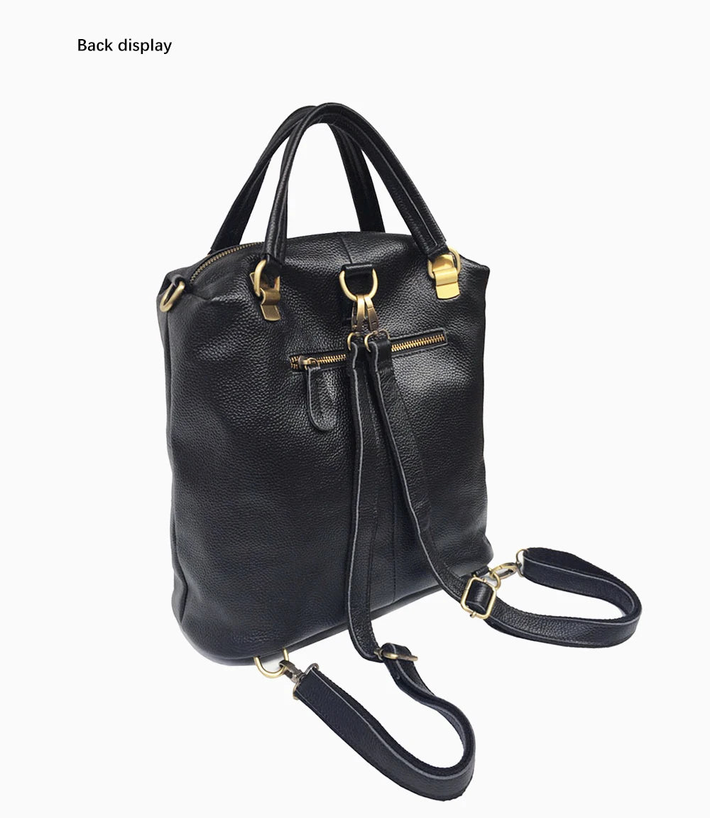 Vintage Genuine Leather Backpack for Women Anti-Theft Large Capacity