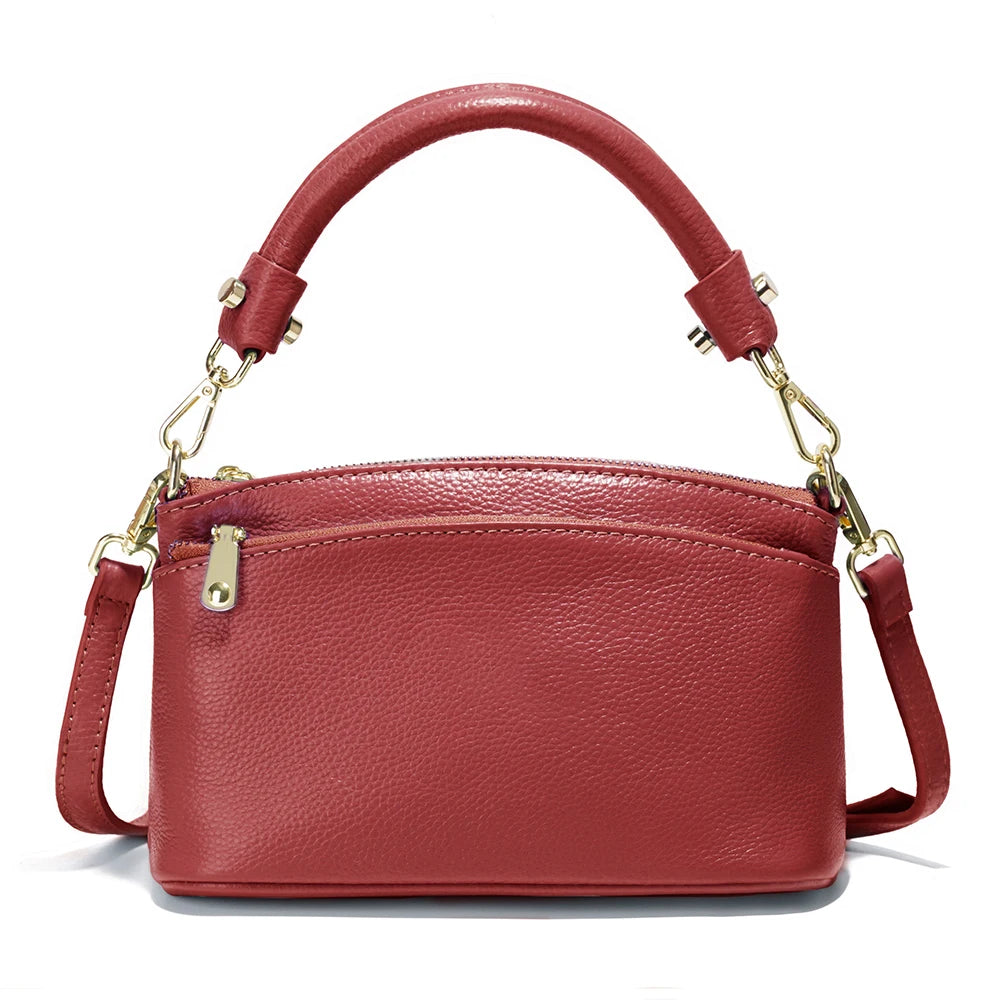 Women  Bag Soft Genuine Leather Zipper Cowhide Leather Shoulder Bag Ladies Crossbody