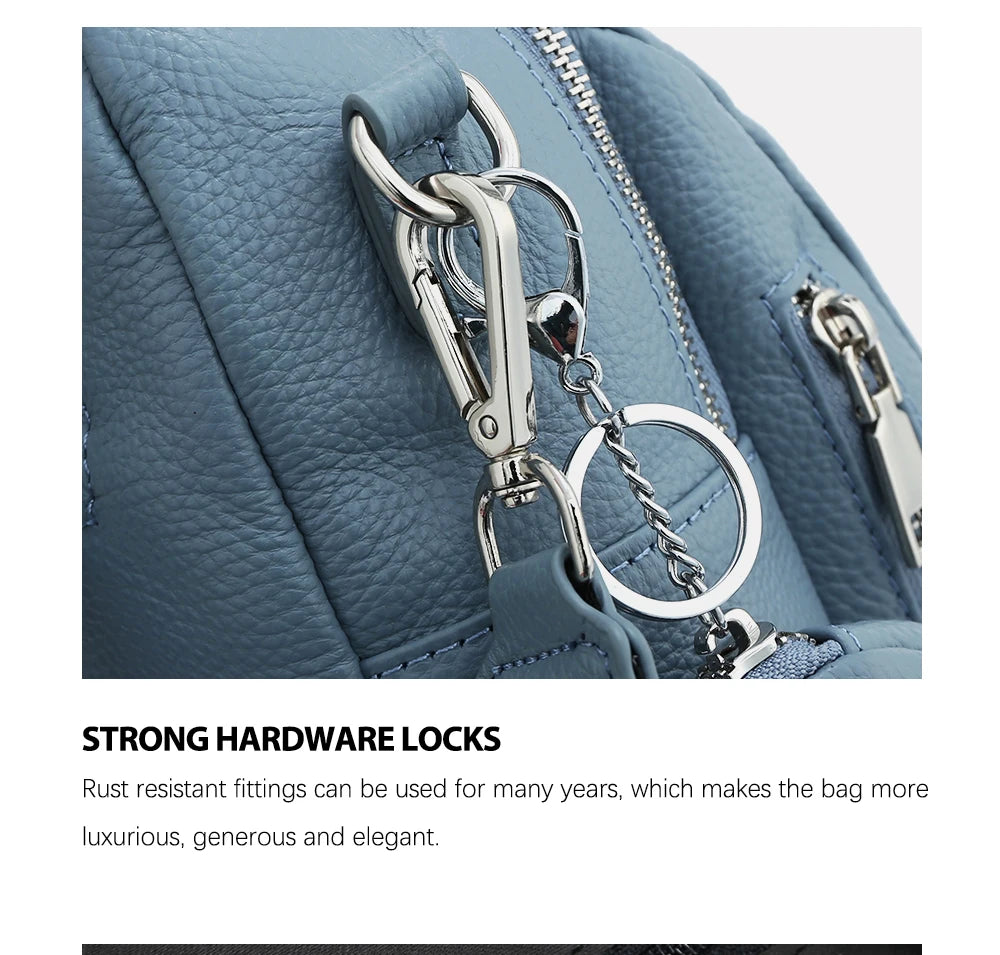 Women's Genuine Leather Backpack High-Quality Bag Travel Female