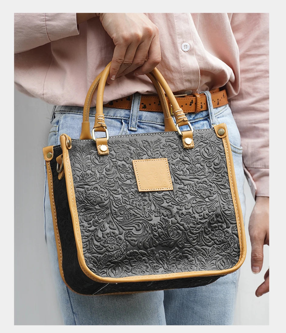 Women Shoulder Bag Genuine Leather High Quality Designer Embossing Bag Crossbody