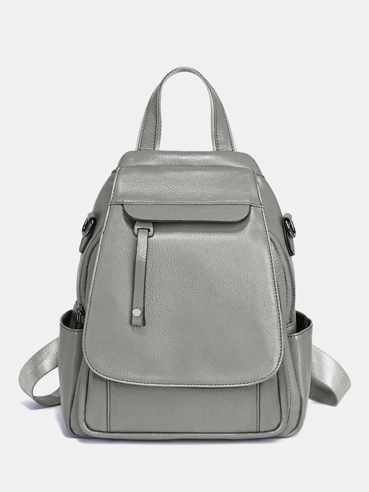 Genuine Leather Women's Fashion Backpack High Quality Satchel Rucksack Multifunctional
