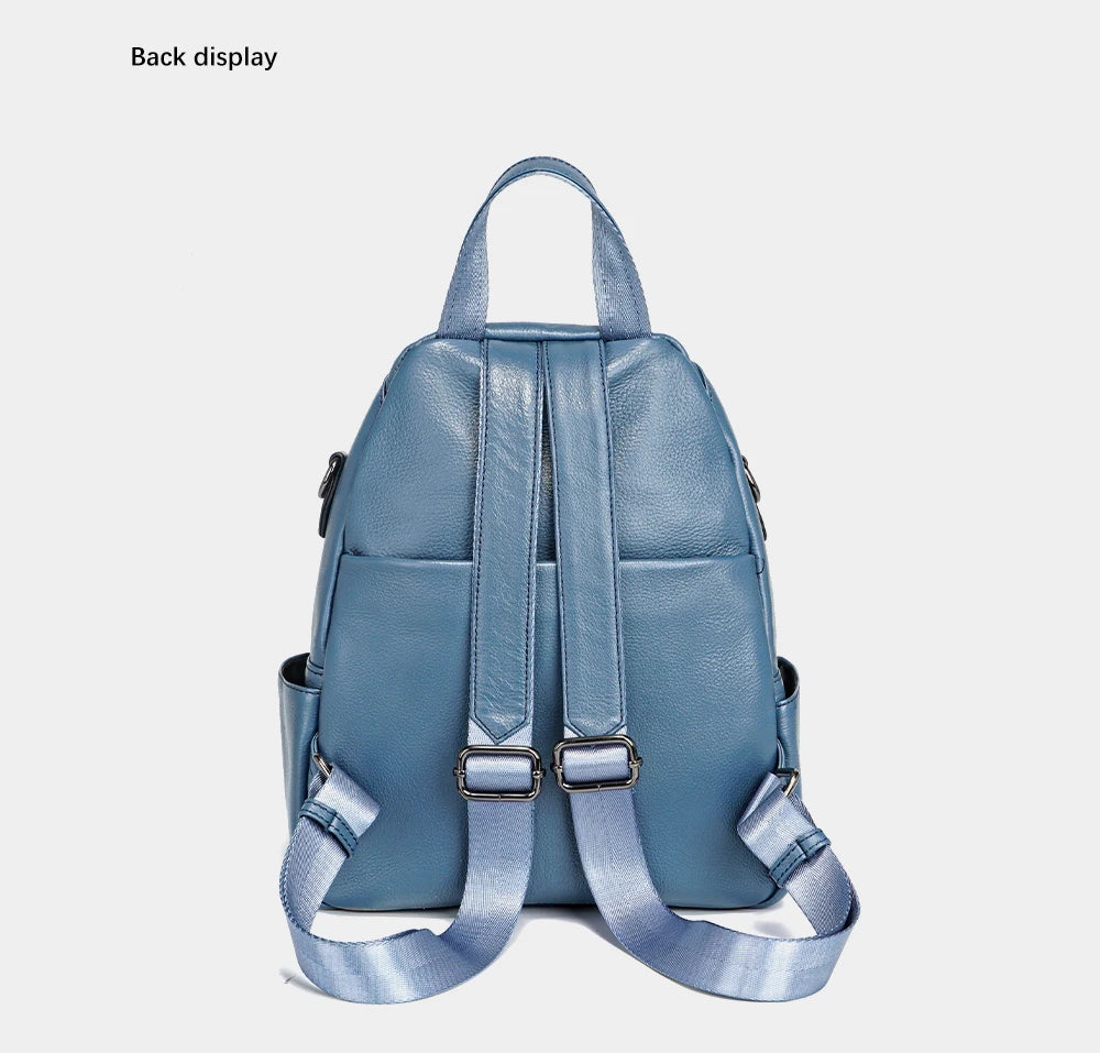 Genuine Leather Women's Fashion Backpack High Quality Satchel Rucksack Multifunctional