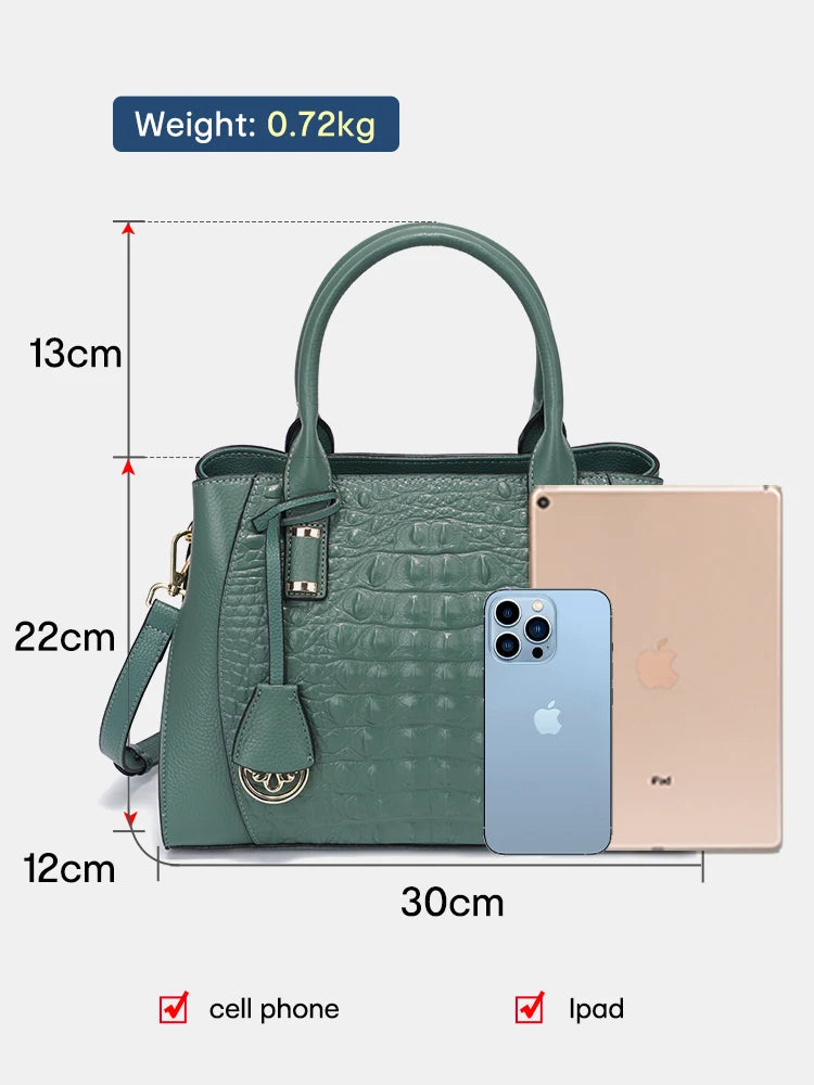 Fashion Women Alligator Handbags Genuine Leather Top-handle Bag Luxury Designer