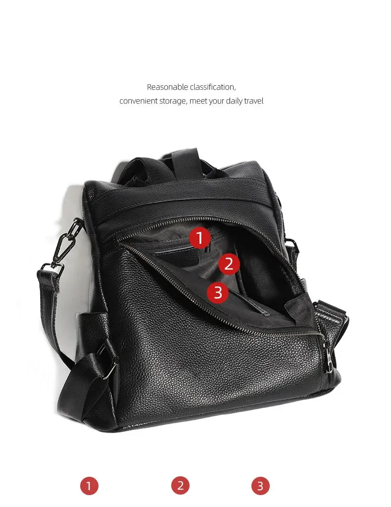 Genuine Leather Women's Backpack Travel Casual Commute Satchel Simple Fashion