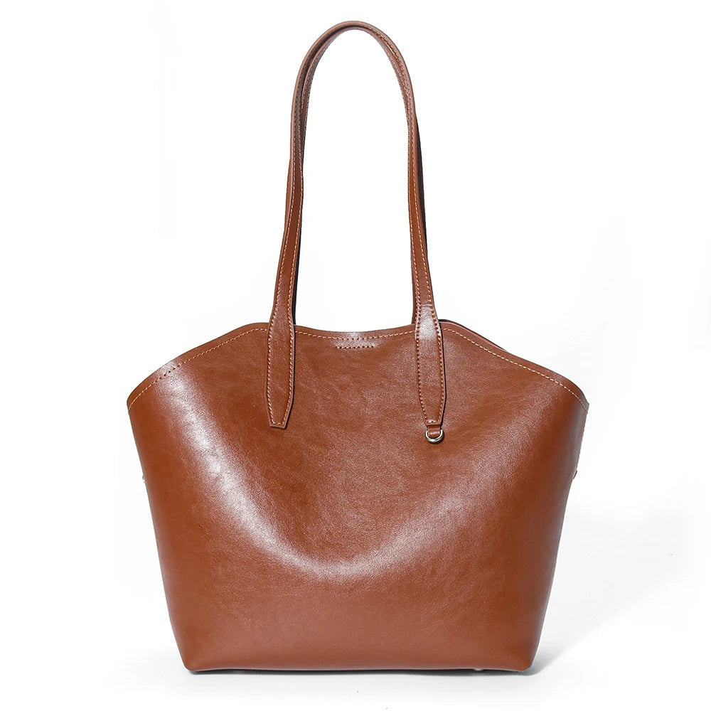 New Retro Women Handbag 100% Genuine Leather Ladies Shoulder Large
