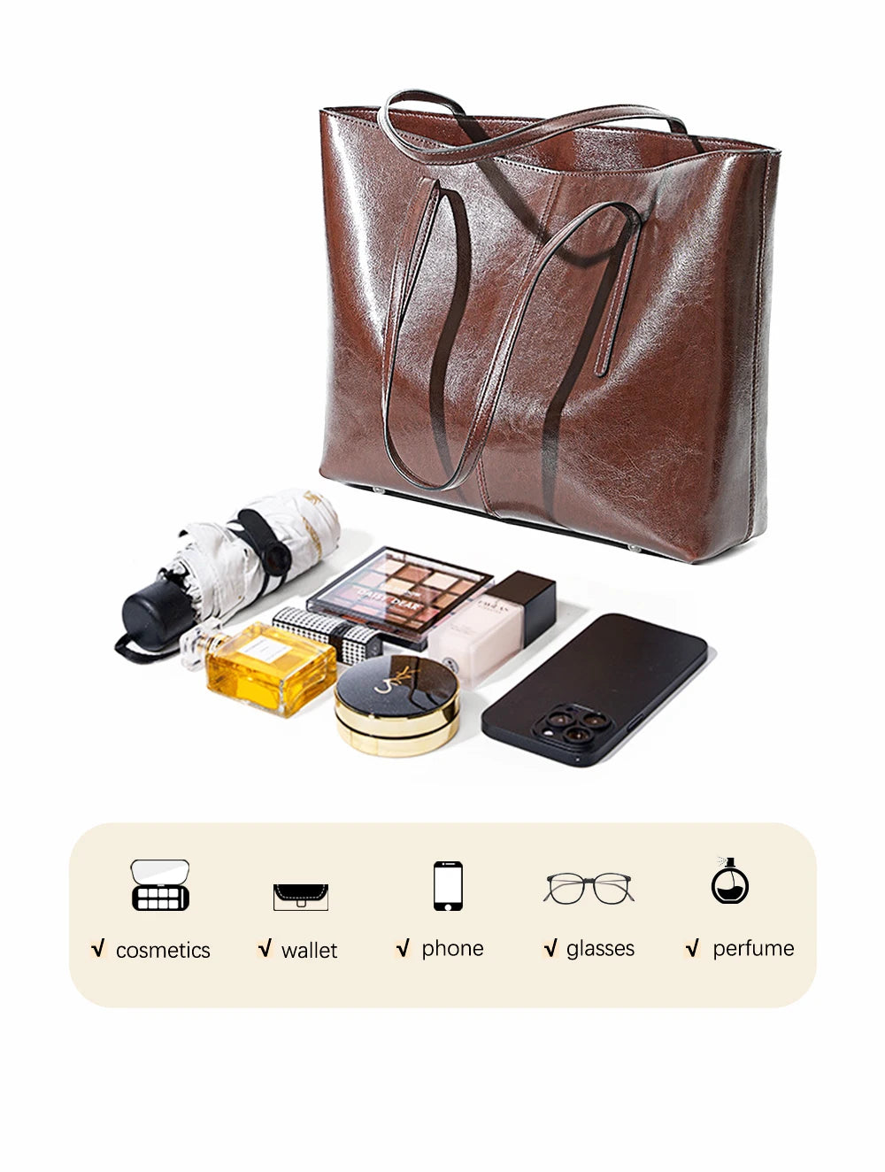 New Women Handbag 100% Genuine Leather Ladies Shoulder Purse Ladies