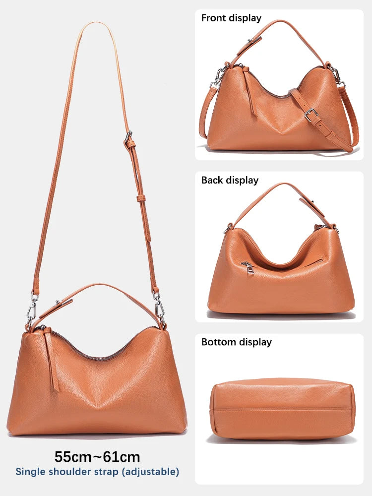 Genuine Leather Tophandle Bag Fashion Hobo Bag Women Shoulder Handbag Crossbody Designer Elegant