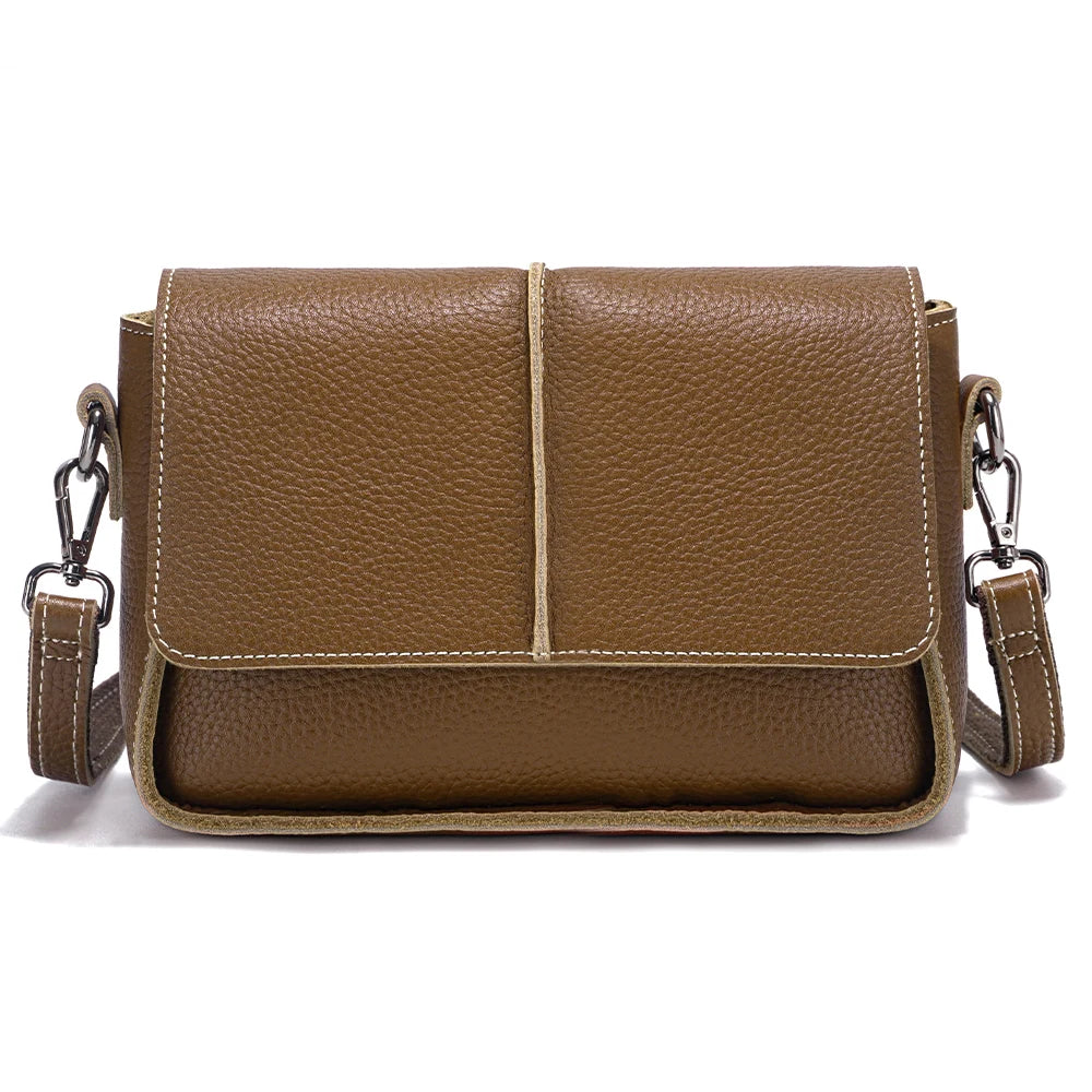 Classic Vintage Leather Crossbody Bag for Women Simple Small Square Bag for Daily