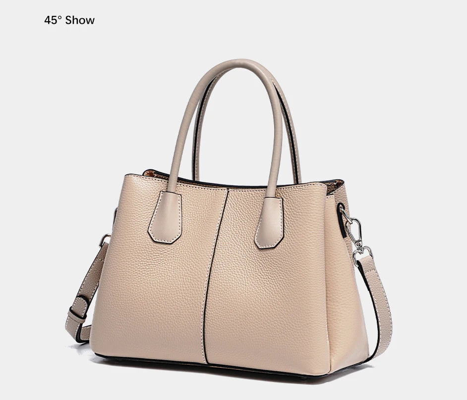 Women's Genuine Leather Top-Handle Bag Noble White Luxury Crossbody