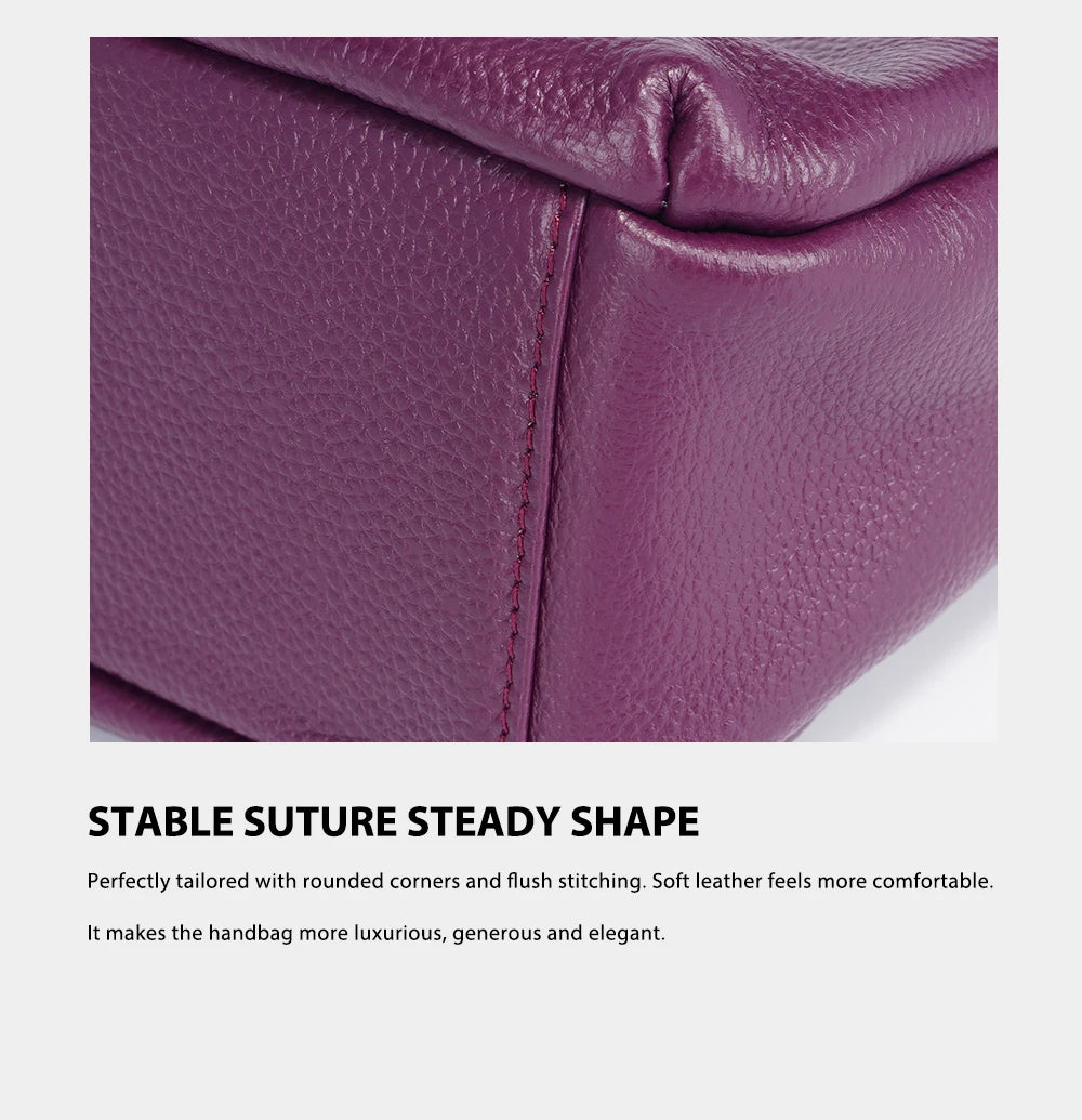 Elegant Genuine Leather Women's Shoulder Bag Trendy Crossbody Messenger Bag