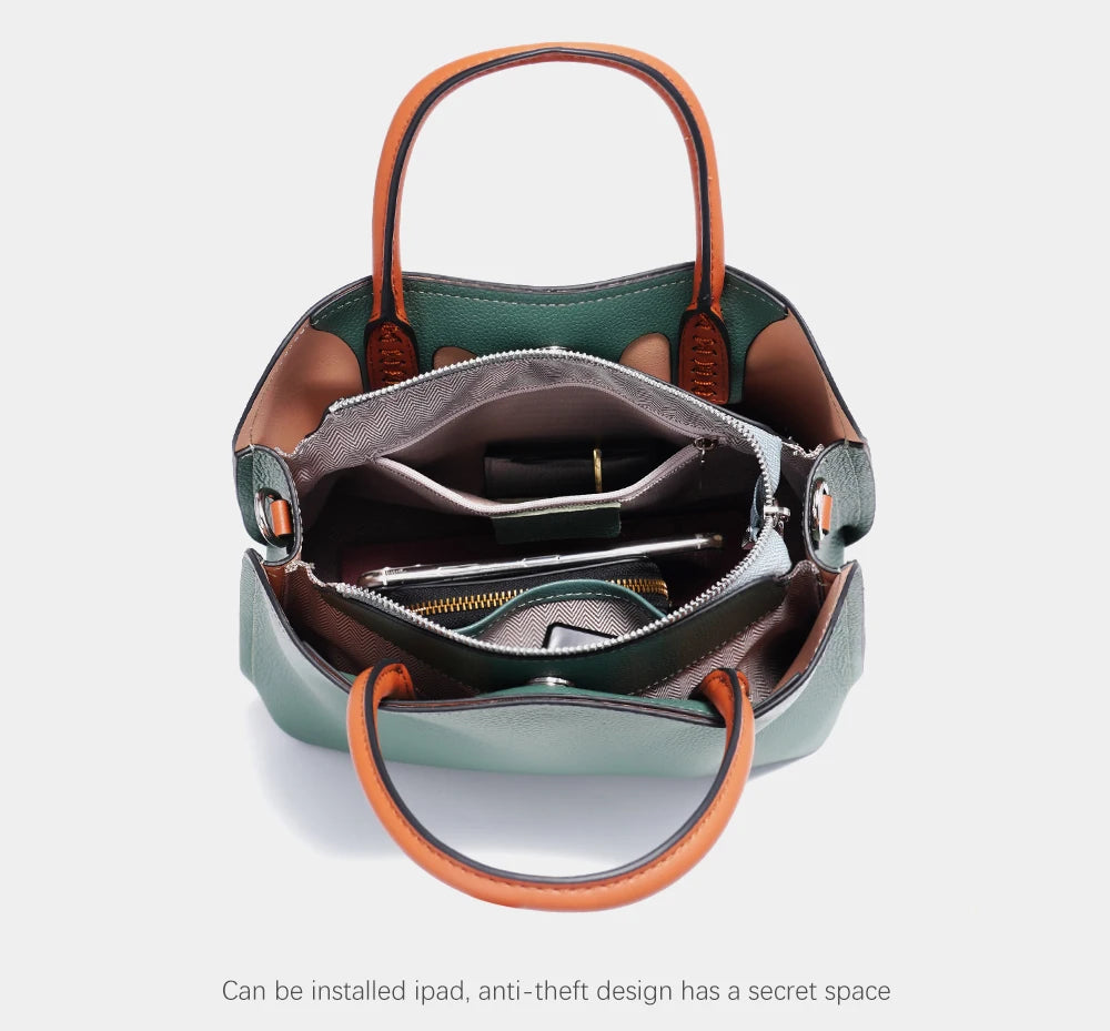 Women's Genuine Leather Shopper Bag Designer Shoulder Bags Handbag Large Bucket Bag Tote Cross