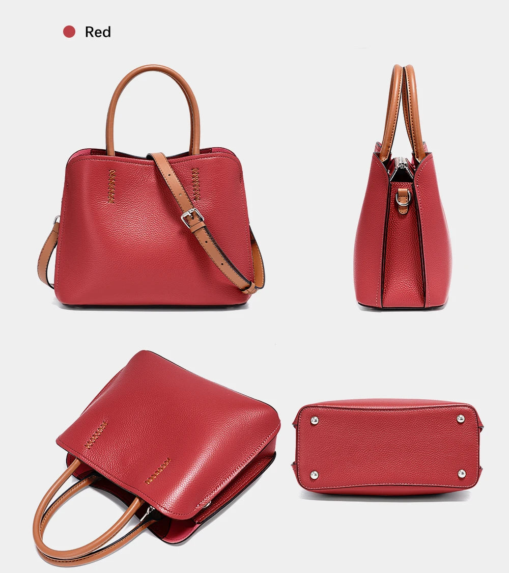 Women's Genuine Leather Shopper Bag Designer Shoulder Bags Handbag Large Bucket Bag Tote Cross