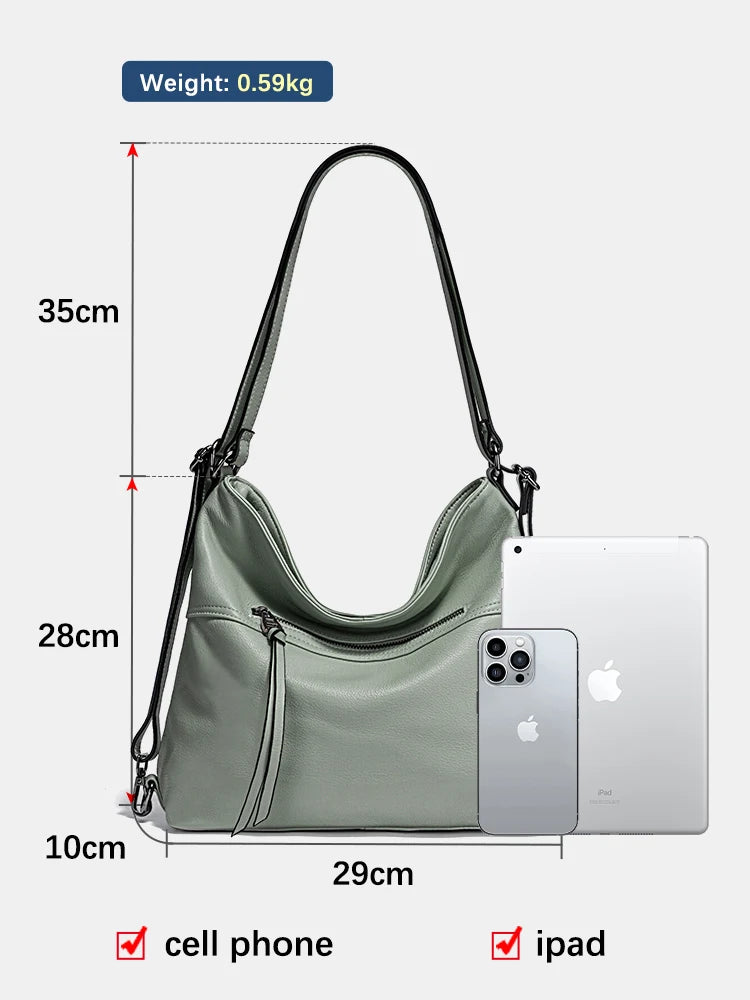 Fashion Women Shoulder Bag 100% Genuine Leather Large Capacity Designer Handbag Hobo