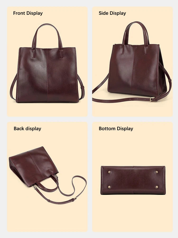 Genuine Leather New Simple Shoulder Bag Large Capacity Shopper Luxury Casual