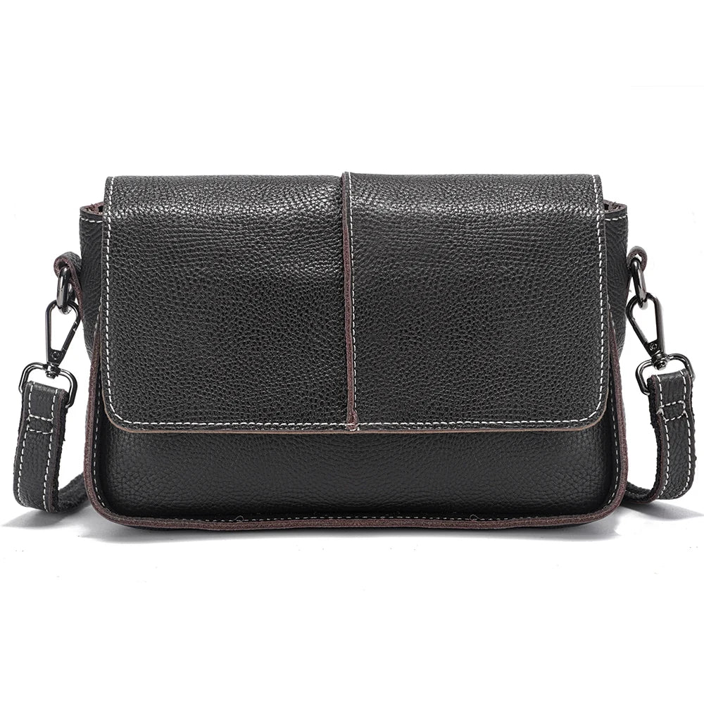 Classic Vintage Leather Crossbody Bag for Women Simple Small Square Bag for Daily