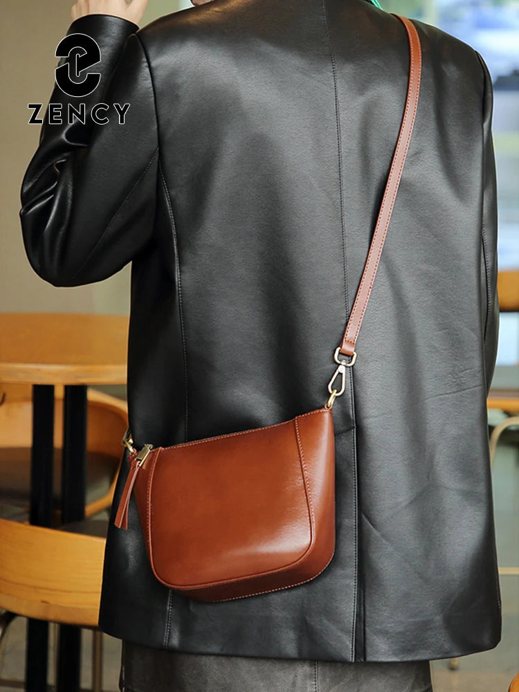 Genuine Leather Small Beige Handbag Crossbody For Ladies Retro Purse