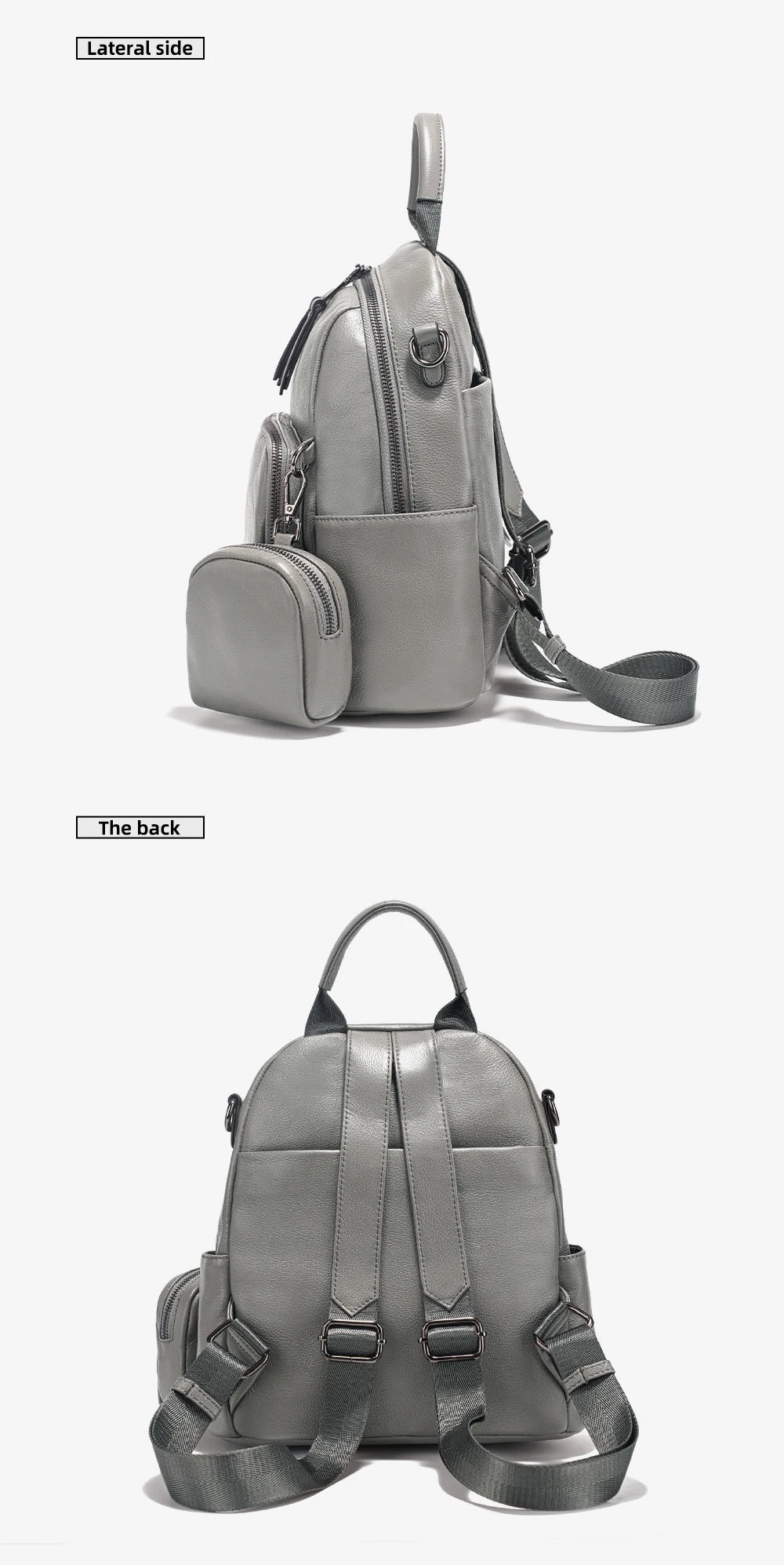 New Genuine Leather Women's Backpack Knapsack Multi-pocket Shoulder