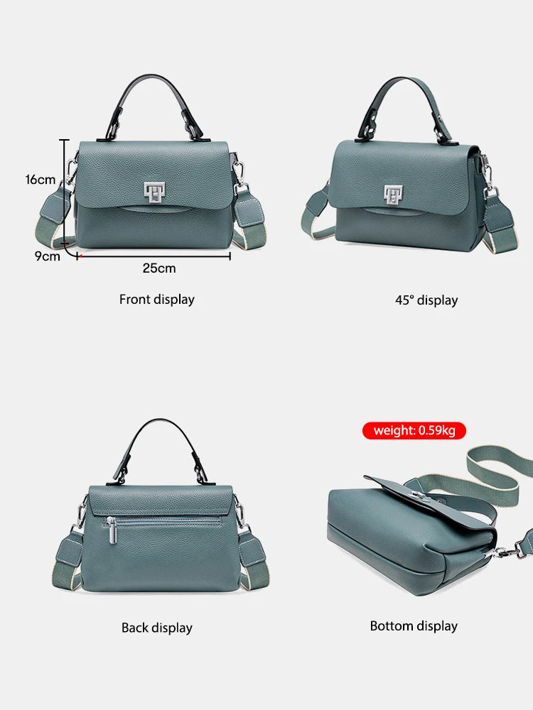 Women's Genuine Leather Top-Handle Bag Simple Fashion Envelope Luxury Brand Shoulder Handbag