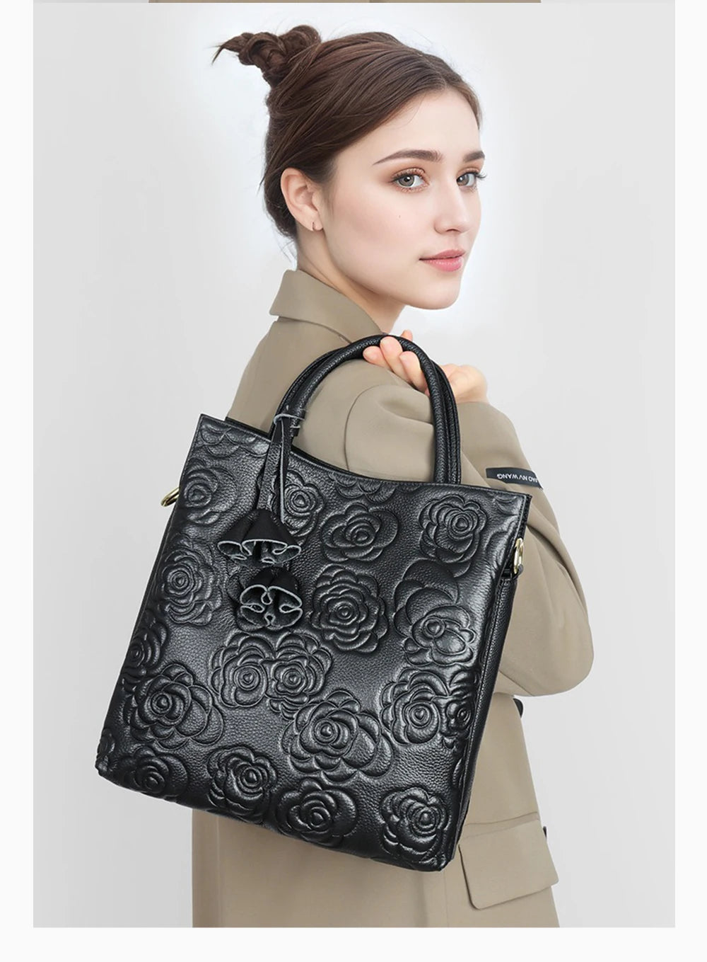 100% Genuine Leather Handbag Large Capacity Women Shoulder Bag Retro