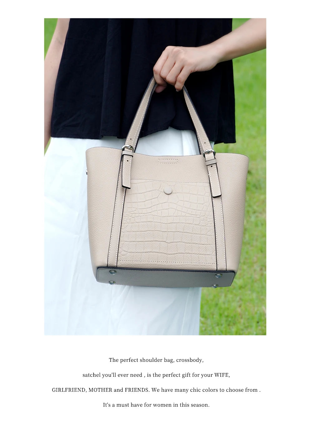 Soft Genuine Leather Women's Tote Bag Handbag Elegant Large Capacity Shopper Bag