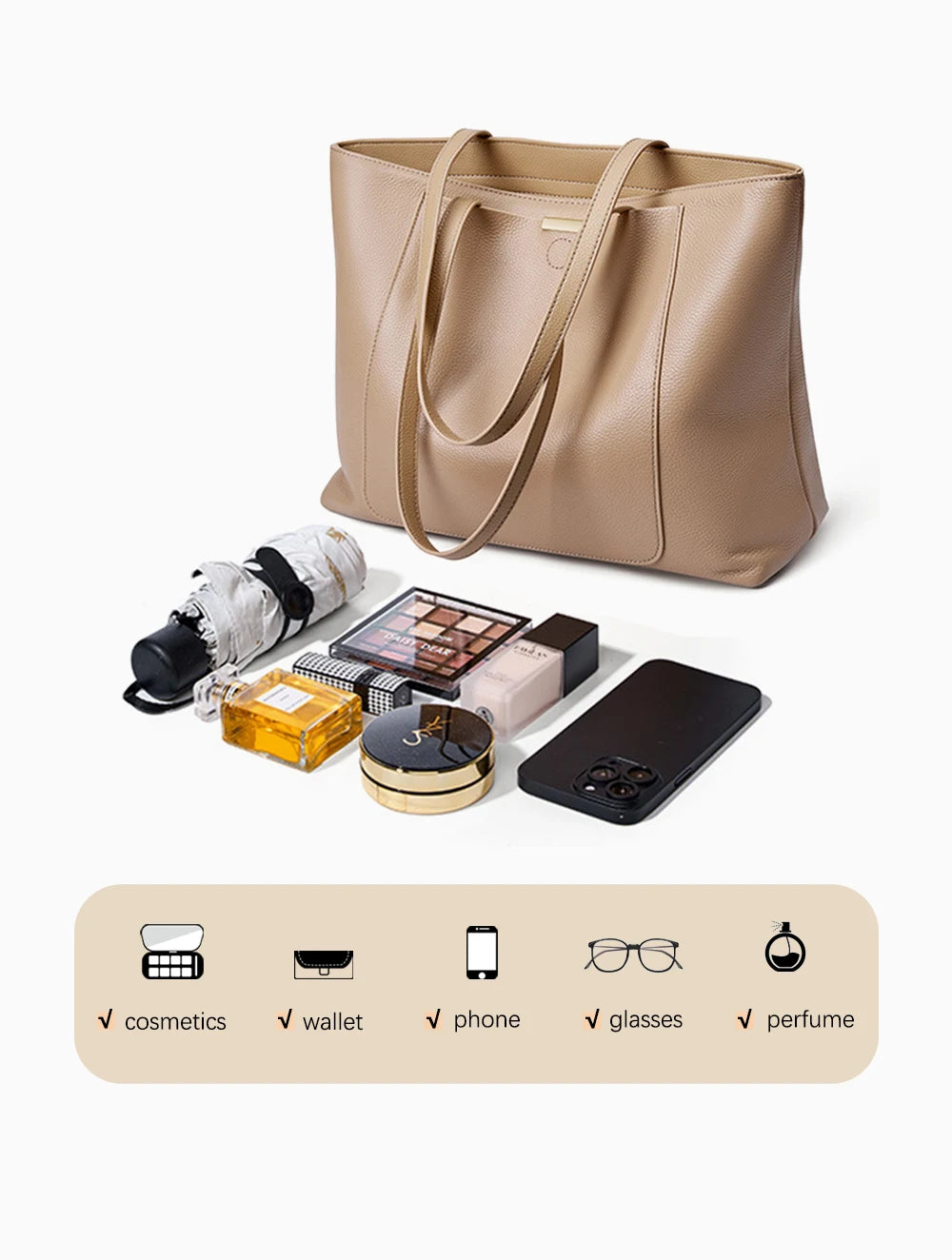 Genuine Leather Women's Tote Handbag Large Shoulder Bag