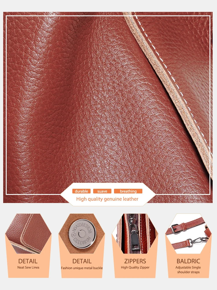 Classic Vintage Leather Crossbody Bag for Women Simple Small Square Bag for Daily