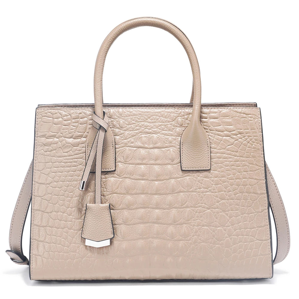 Large Tote Handbag for Women Genuine Leather Cowhide Shoulder Bag with Top Handle Trendy Fashion