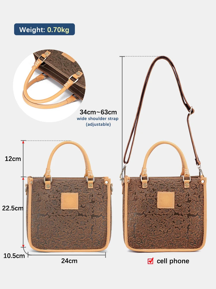 Women Shoulder Bag Genuine Leather High Quality Designer Embossing Bag Crossbody