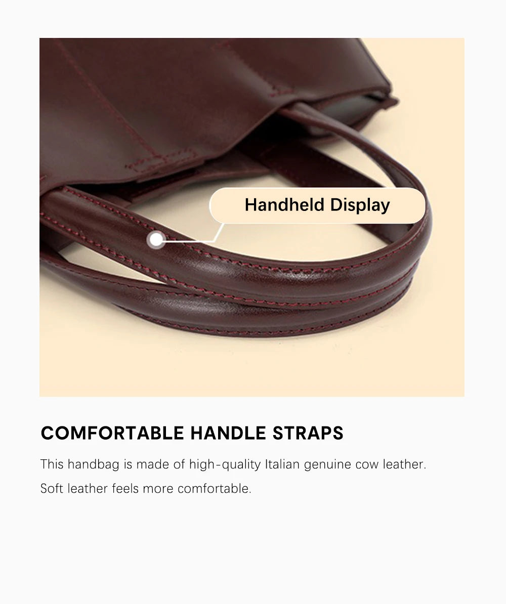 Genuine Leather New Simple Shoulder Bag Large Capacity Shopper Luxury Casual