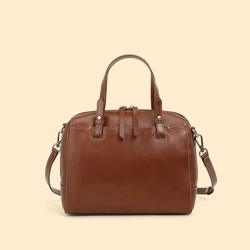 Genuine Leather Vintage Designer Handbag For Women Large Capacity Shoulder Bag