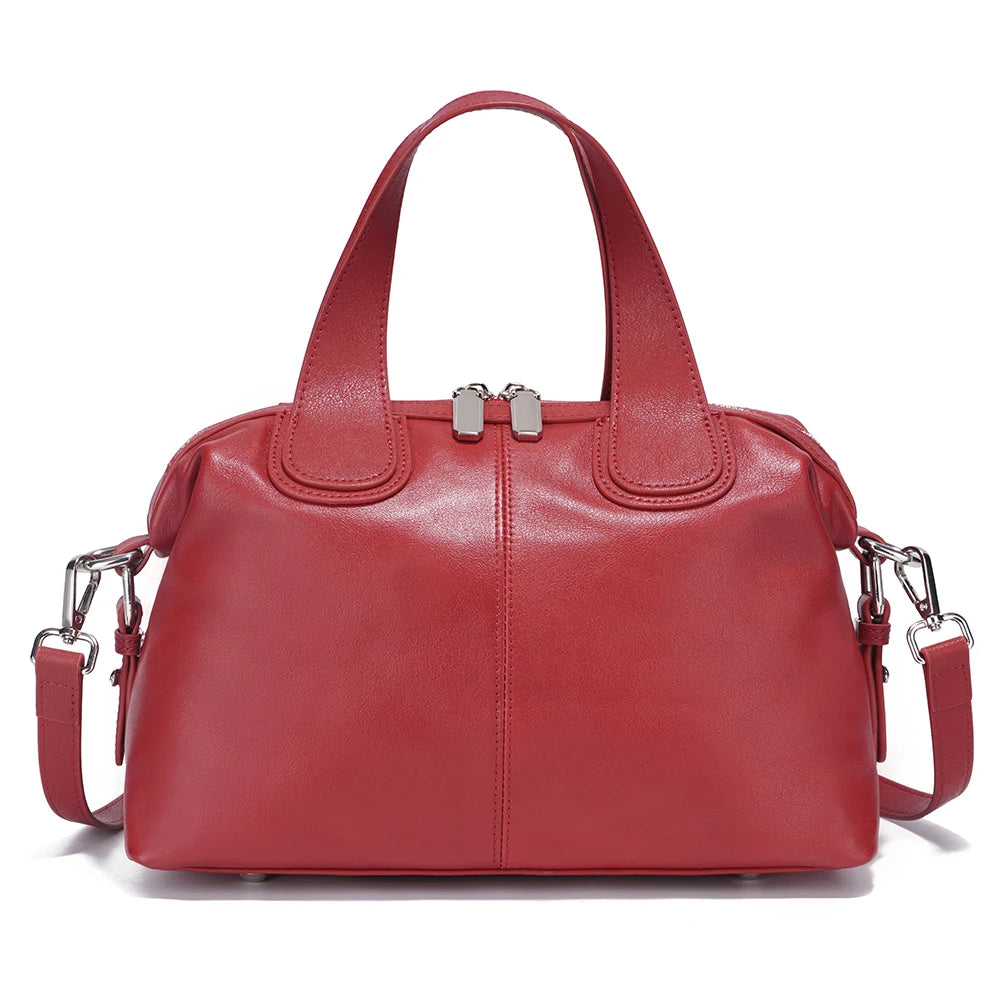 Genuine Leather Top-handle Bag For Women Stylish Boston Bag Shoulder Handbag Bolsa Crossbody