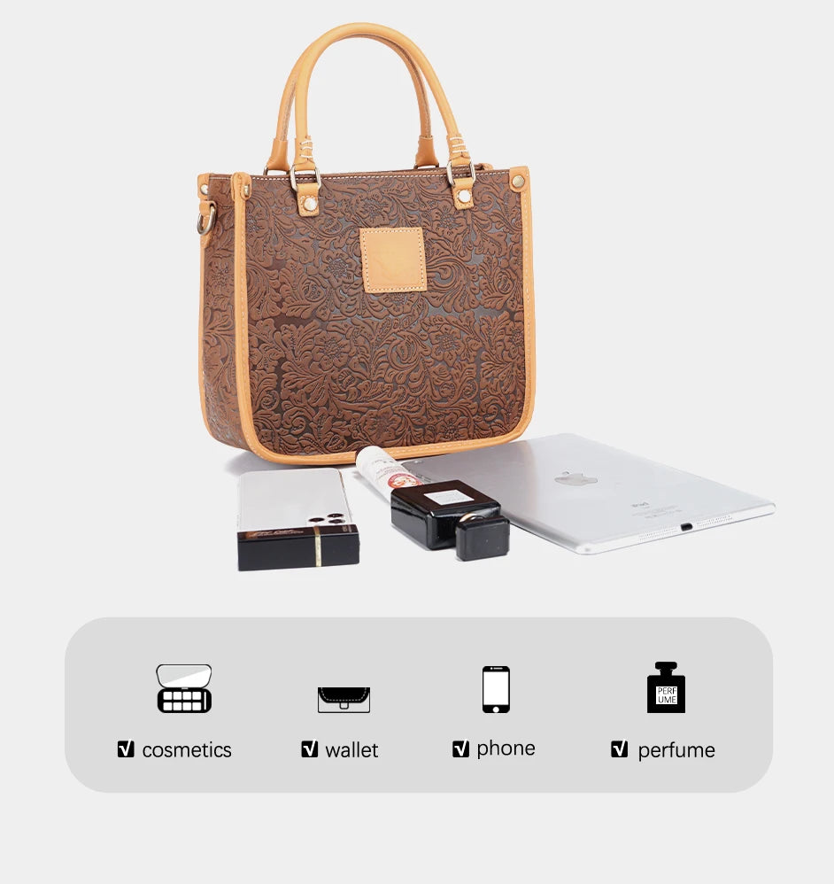 Women Shoulder Bag Genuine Leather High Quality Designer Embossing Bag Crossbody