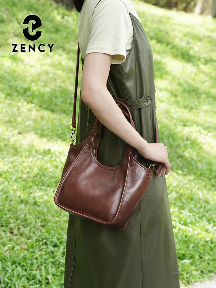 Oil Wax Leather Top Handle Bags for Women Trendy Shoulder Purse Versatile