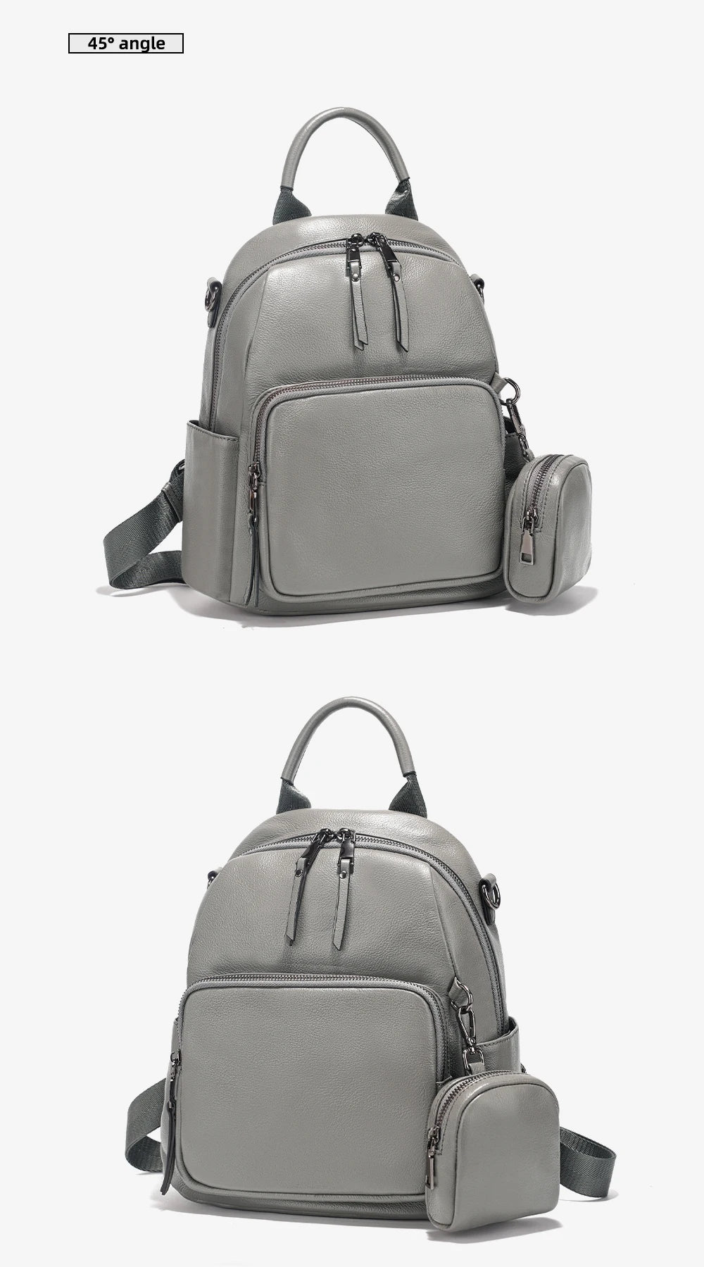 New Genuine Leather Women's Backpack Knapsack Multi-pocket Shoulder