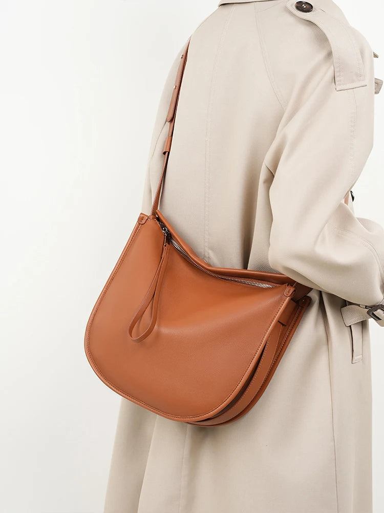 Women's Simple Fashion Designer Messenger Bag Genuine Leather Shoulder