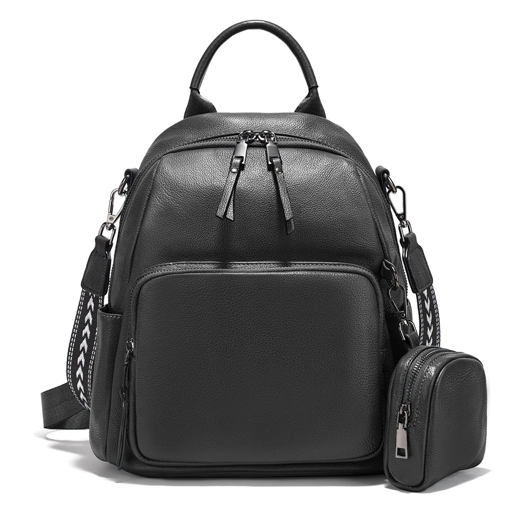New Genuine Leather Women's Backpack Knapsack Multi-pocket Shoulder