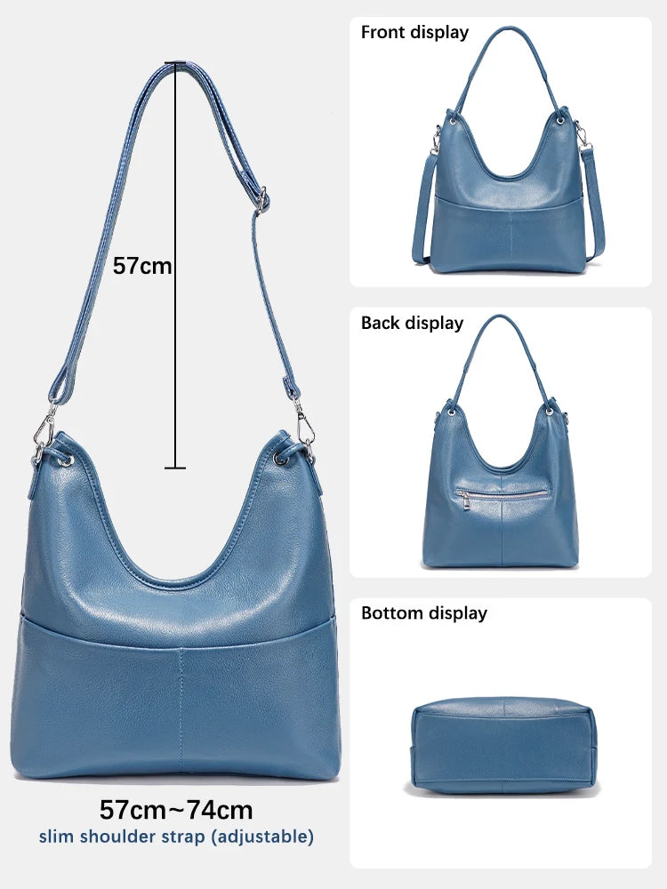 Genuine Leather Women's Handbag Luxury Hobo Bag Large Capacity