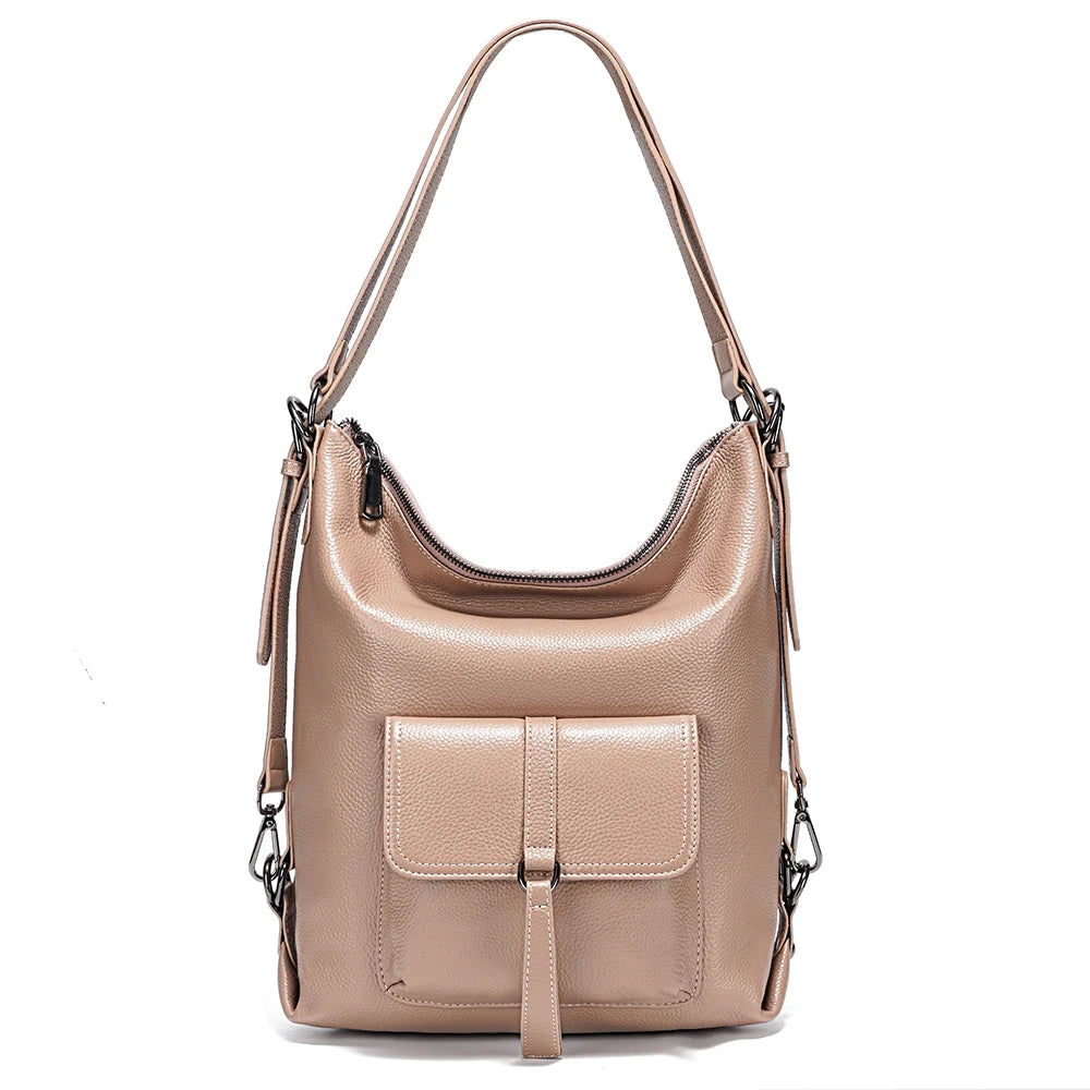 Stylish Women Shoulder Bag 100% Genuine Leather Large Capacity Handbag Multifunction