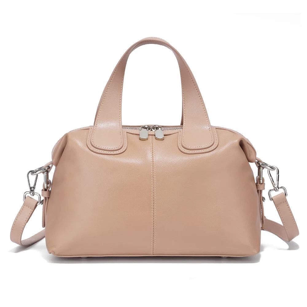 Genuine Leather Top-handle Bag For Women Stylish Boston Bag Shoulder Handbag Bolsa Crossbody