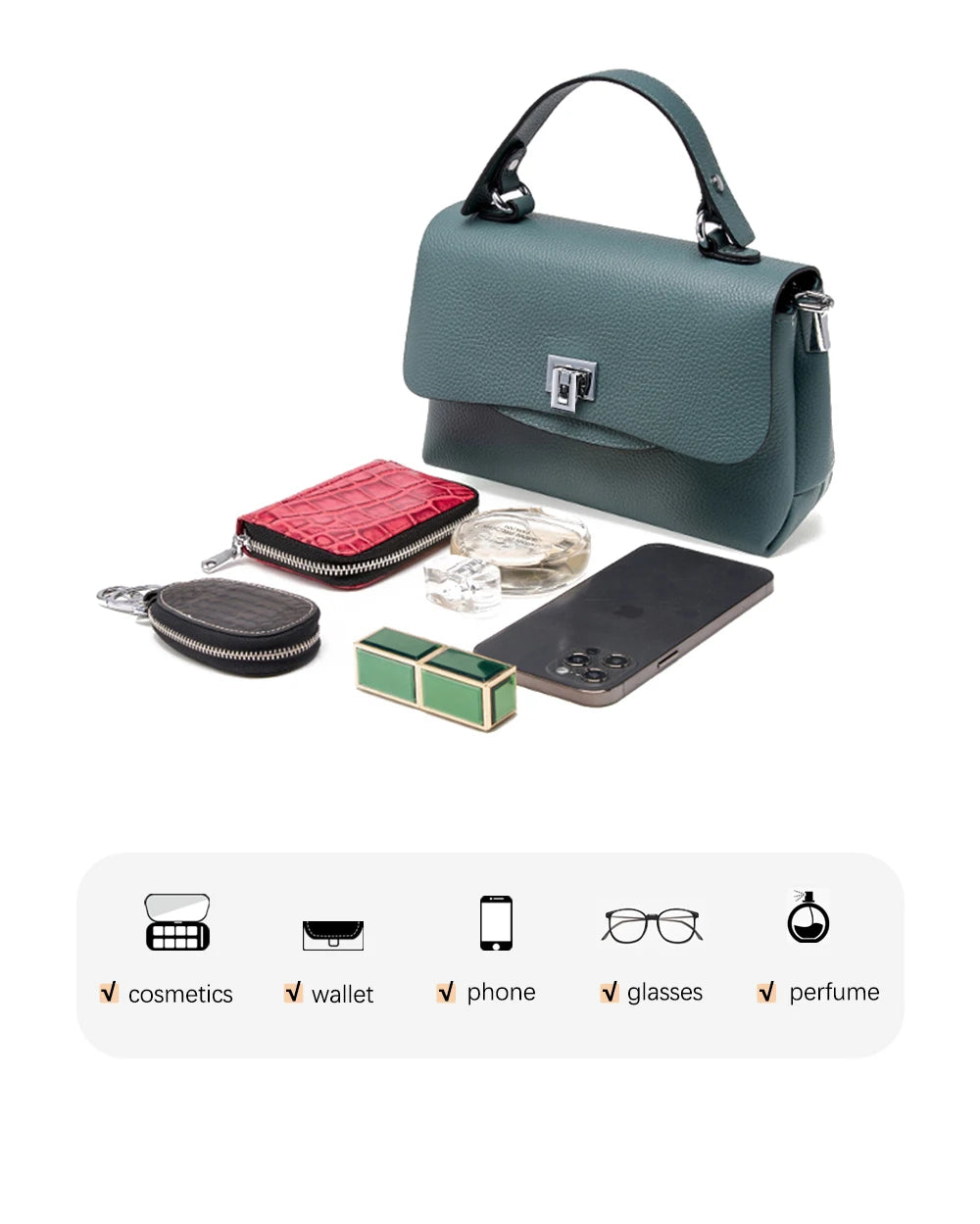 Women's Genuine Leather Top-Handle Bag Simple Fashion Envelope Luxury Brand Shoulder Handbag
