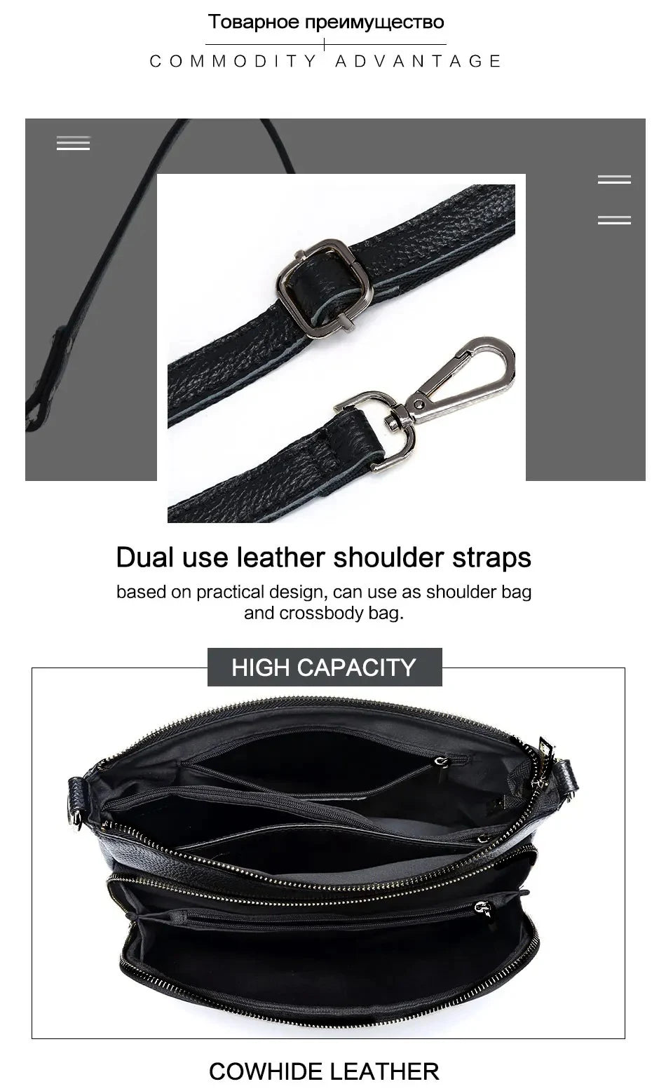 Women's Handbag 100% Genuine Leather Ladies Shoulder Crossbody Messenger Bag Fashion Hobos