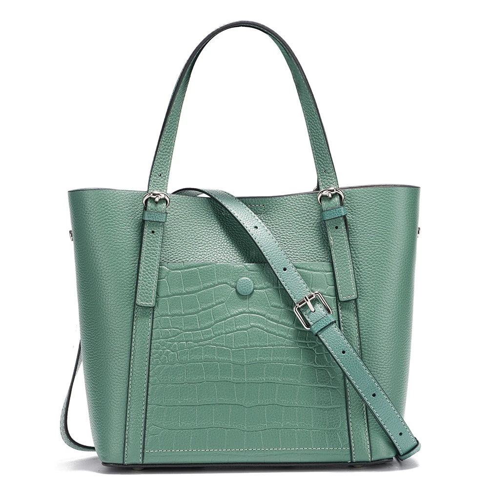 Soft Genuine Leather Women's Tote Bag Handbag Elegant Large Capacity Shopper Bag