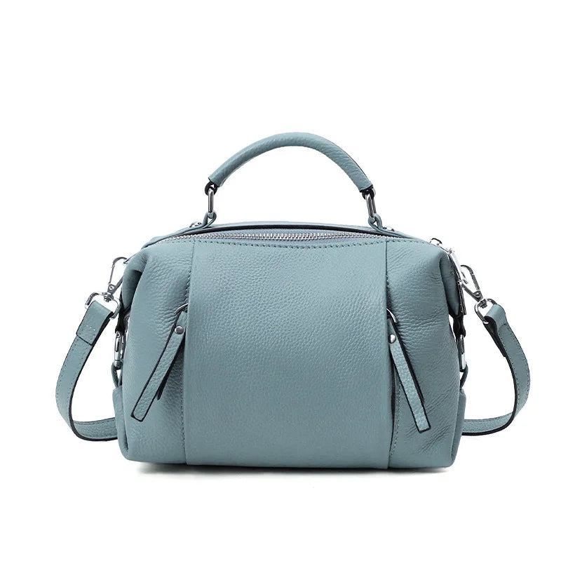 Women's Genuine Leather Bag Simple High Quality Tote Bag Small Vintage Boston Handbag