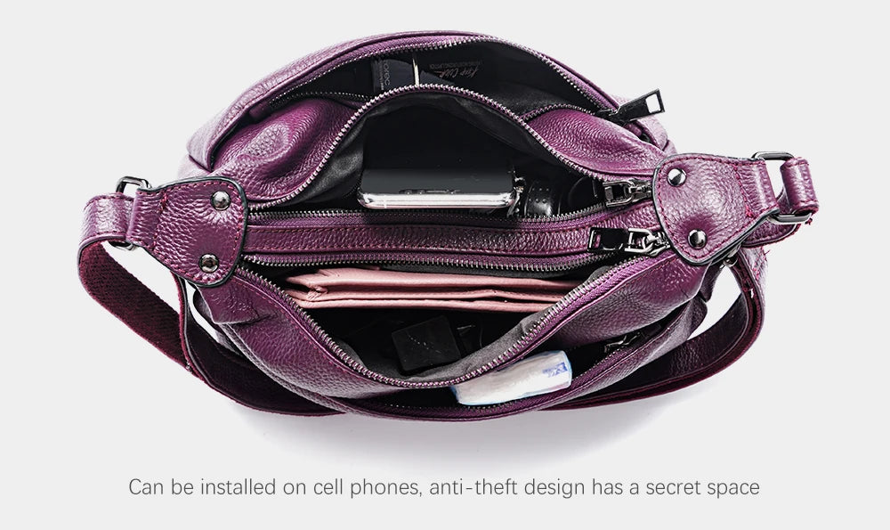 Elegant Genuine Leather Women's Shoulder Bag Trendy Crossbody Messenger Bag