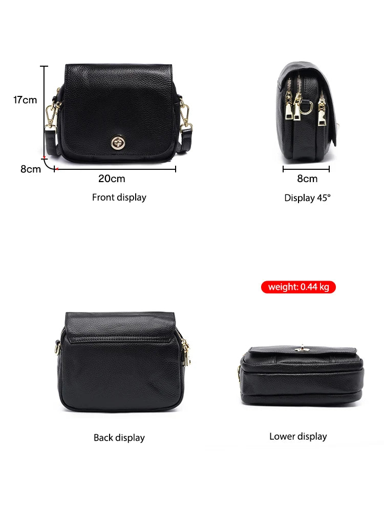 Women Soft Leather Elegant Small Handbags Roomy Crossbody Bag High Quality Vintage Hardware